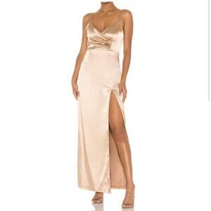 Superdown Adrena Bronze Gold Metallic Sleeveless Maxi Long Dress Small NWT
